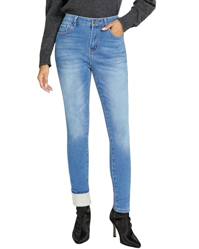 GRAPENT Women's Work Pants - Western Outfit, Sherpa Lined Leggings, Powder Blue, Size L, 12, 14