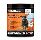 Senior Hemp Hip & Joint Supplement for Dogs - Dog Joint Supplement with Hemp Oil & Powder, Glucosamine, Collagen, MSM & Green Lipped Mussel - Mobility for Senior Dogs (Chicken 90)