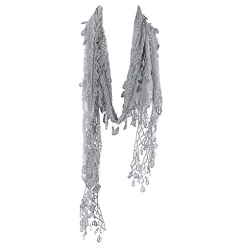 Silverfever Silver Fever Elegant Vintage Skinny Lace Scarf Silver Gray #TOP3