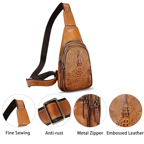 Genuine Leather Silng Bag for Women and Men Real Leather Sling Backpack Chest Purse Shoulder Crossbody Bag2