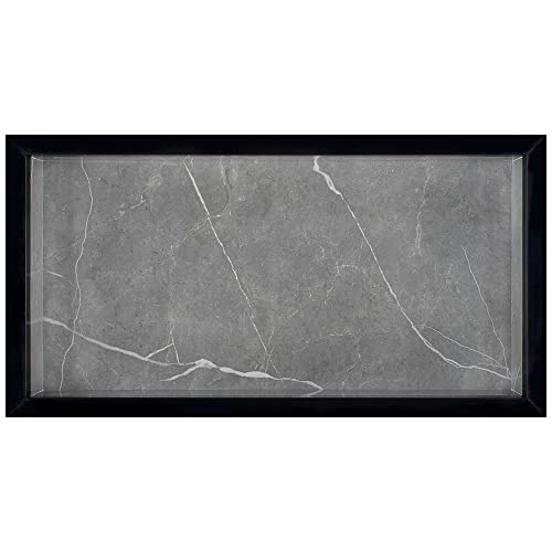 Nicho Em Porcelanato Polido P/Banheiro (Cinza/Preto) 61 x 31 x 11 cm