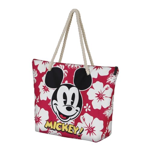 Disney Mickey Minnie Mouse-Bolsa de Playa Soleil, 52 x 37 cm, Rojo Hawaii