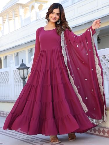 Image of Wedani Georgette Sequins Work Anarkali Kurta Set for Women
