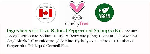 Miniatura 4 de Taza Barra de champú de menta natural premium (2.82 oz), contiene aceite de coco, proteína de avena hidrolizada, pantenol