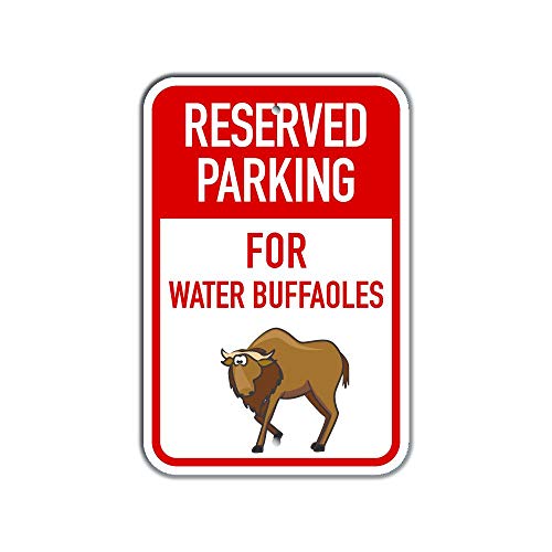Panneau de parking réservé avec buffalo d'eau en alu 30x45 cm