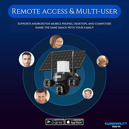 Image of XUGA - Cybernautt X11U-V1 Dual Solar 18MP 3 Lens PTZ Solar 4G Sim Outdoor CCTV Camera with 3 View | 360 | Night Vision | Motion Detection| 2 Way Audio | Use Air-tel 4G Sim