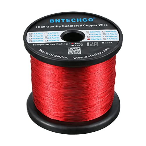Image of BNTECHGO 38 AWG Magnet Wire 3 lb Red Enameled Copper Wire 0.0039 inch(0.10mm)