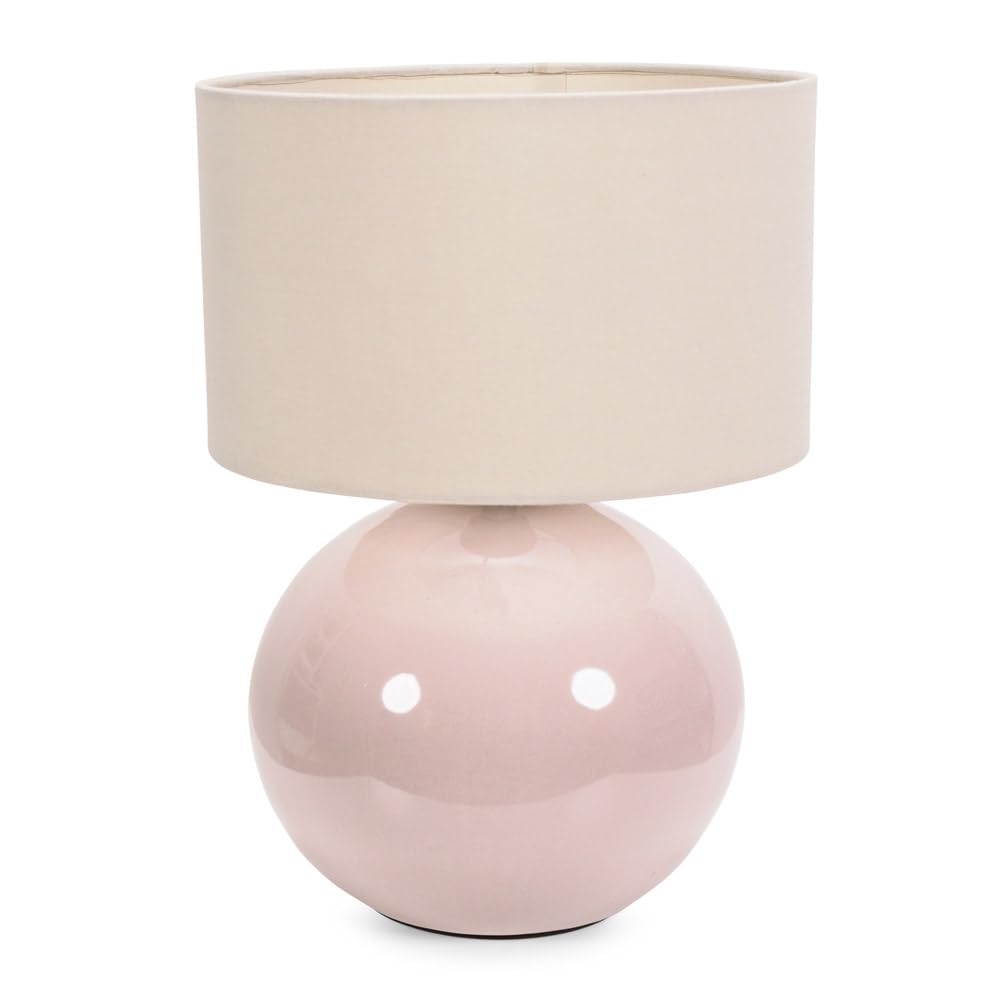 Valuelights Unisex Natural Bosco Stone Globe Ceramic Table Lamp With Fabric Lamp Shade
