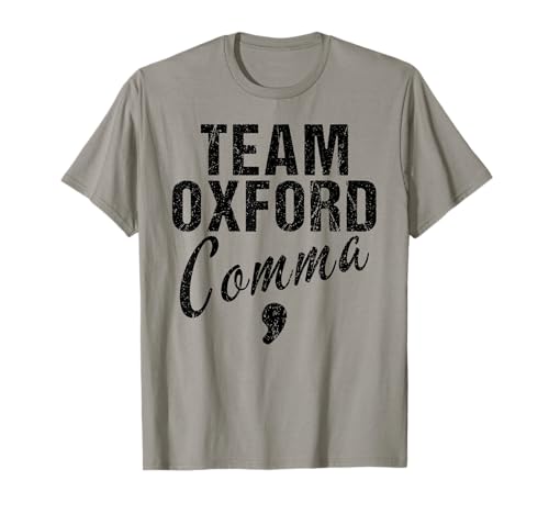 Vintage Team Oxford Comma Gramática Policía Inglés Nerd Regalo Camiseta