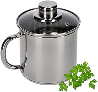 KADAX Tall Pot with Glass Lid, 1.2 L, Milk Pot, Stainless Steel Pot with Handle, Cooking Pot, Lid with Steam Hole, Sauce Pot, Mini Cooking Pot (silver)
