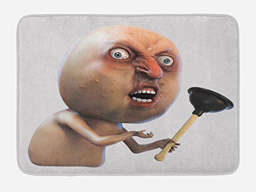 Ambesonne Humor Bath Mat, Why You No Plunger Guy Meme