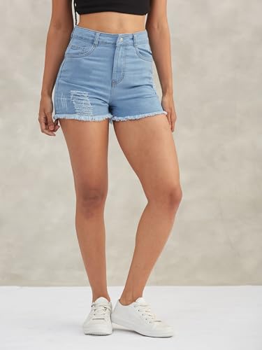 Image of Dolce Crudo Above Knee Denim Shorts for Women