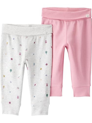 Little Planet by Carter's Girl 2-Pack Pants Made with Organic Cotton, Icon Print, Pink, 18M