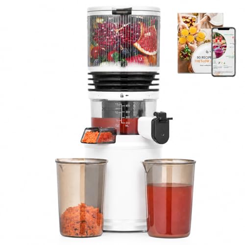 Image of Cold Press Juicer Machine with 6 inch Extra-Wide Feed Chute,Triple Stainless Steel Filter,Quiet DC Motor