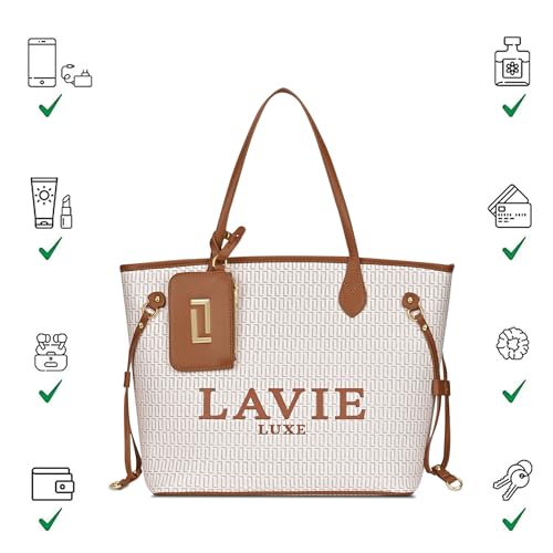 Image of Lavie Luxe Women's Monogram Elise Laptop Tote Handbag | Fits Upto 15 Inch Laptop | Laptop Bag for Work | Ladies Purse | Stylish Shoulder Bag | Gift For Women