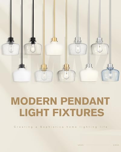 Emak 8 Inch Pendant Lights Kitchen Island, Modern Brushed Nickel Pendant Light Fixtures With Seeded Glass Shade thumb #6
