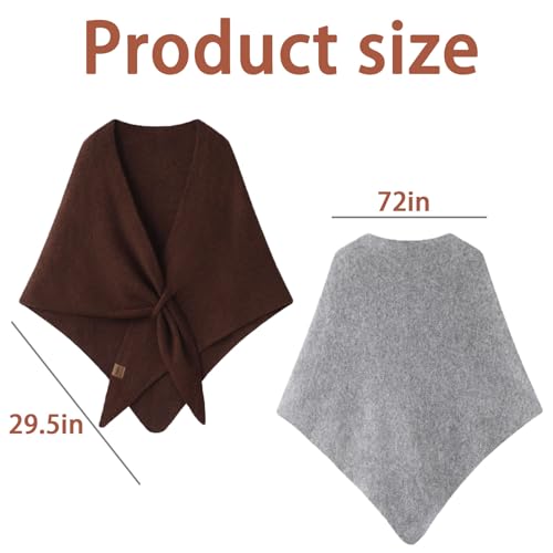Women's Solid Color Scarf, Cardigan Llightweight Wool Knitted Top Shawl, Wool Cashmere Stylish Poncho Travel Blanket3