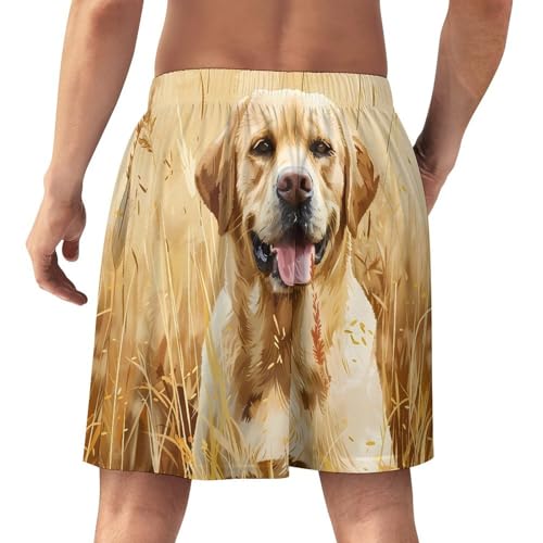 Happy Labrador Retriever Men's Pajama Shorts Soft Comfy Sleep Short Bottom Lounge Pants with Pockets3