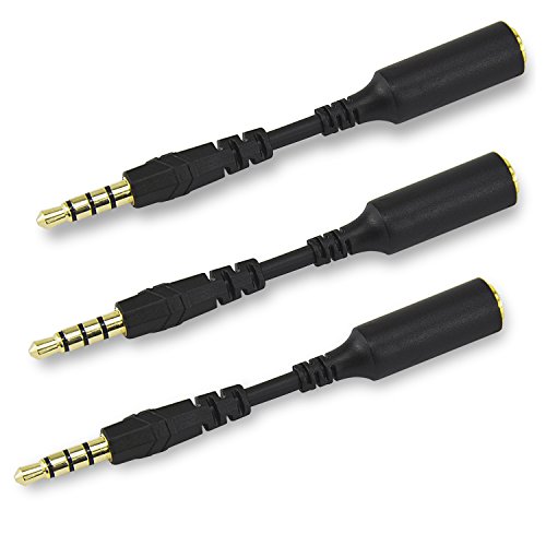 Rancco 3.5mm Headset Audio Jack Extender, 3 Pc Male to Female Extension Cable Headphone Adapter for Charger Case, Phone, Tablets, Work with Volume Controls and Credit Card Reader
