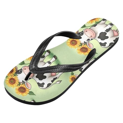 Burbuja Sunflower Cow Flip Flops for Women Men, Soft Thong Sandals Rubber Slippers for Pool Beach Essentials2