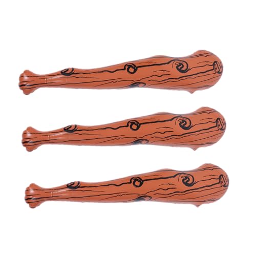 Yardwe 3pcs Inflatable Baseball Bat Cheering Sticks Lightweight Wood Grain Pattern Sports Cheering for Birthday Parties Pool Events Outdoor Games