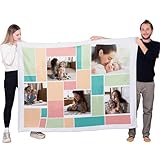 Manta para sofá 170x130 cm. Made in Gift Manta Personalizada con Fotos Collage Pastel 170x130 cm en Material Sherpa o Coralina para Sofá o Cama en Invierno como Regalo Original para el cumpleaños o celebración (Coralina)