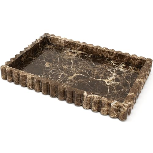 YMXYJM Natural Marble Tray for Bathroom Dark Brown 11.8 x 8
