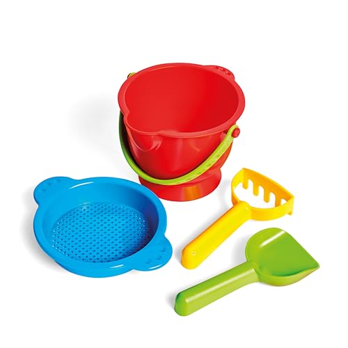 Hape Accessoires Plage Enfant 18 Mois et Plus - Seau, Pelle, Rateau, Tamis - Plage, Bac à Sable, Terrain de Jeu - Coordination œil-Main, Capacités...