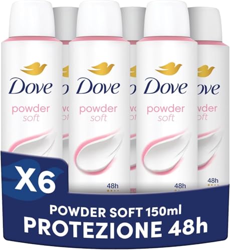 Dove Deodorante Spray Powder, Uomo e Donna, 6x150ml