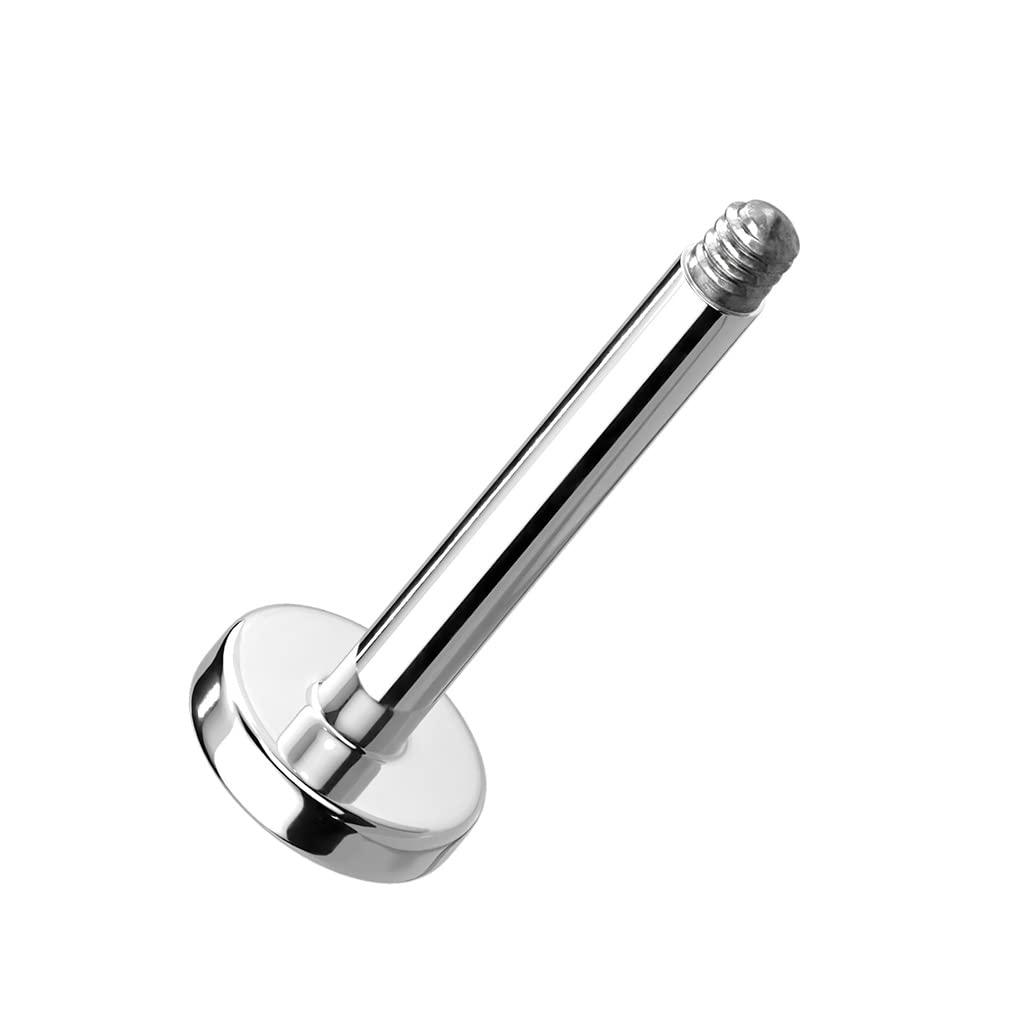 Paula & Fritz Piercing de varilla de repuesto para labio, titanio-ium grado 23, rosca exterior de 1,2 mm, 1,6 mm de grosor, combinable, placa recta, barra roscada, labio