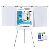 MAKELLO Flip Chart Easel Magnetic Tripod Whiteboard Dry Erase Board with Stand, Extended Display Arms, Adjustable Height, 36X24 inches