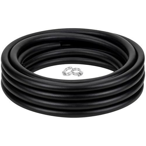 Black Reinforced Vinyl Tubing 3/4 id x 10 ft PVC Braided hose & 2 Clamps
