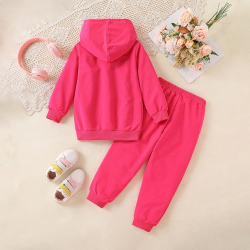 Image of Kid Toddler Girls Clothes Cartoon Pattern Print Sweatshirt Hoodie Sports Pants 2PC Girl Fall Winter Clothing Set