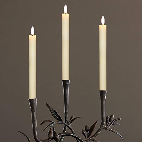 Image of Eldnacele Flameless Taper Candles Flickering with Remote Timer Realistic 3D Wick, Battery Operated Window Taper Candlestick Set of 8 White for Christmas Festival Wedding Home Decoration - Cream