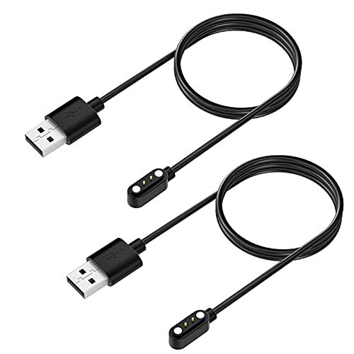 TiMOVO Charger Compatible with Willful Sw021/YAMAY SW021/ID205L/SW023/ID205U/ID205S/ID206 Smartwatch, [2-Pack] Magnetic USB Charging Cable 3.3ft, Replacement Charging Power Cable Cord - Black