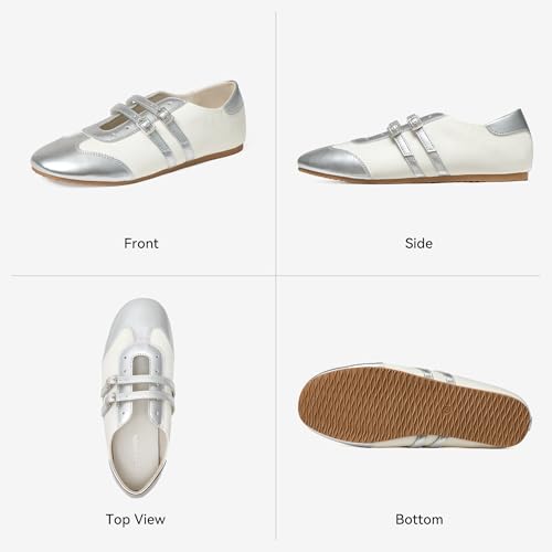 Image of BOSTANTEN Ballet Sneakers Mary Jane Flats for Women, Retro Trainer Style