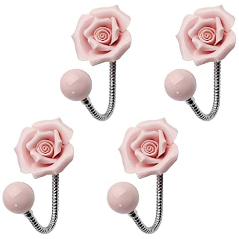 MOROBOR Pink Flower Ceramic Wall Coat Hook Cover