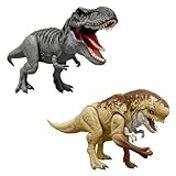 マテル ジュラシックワールド(JURASSIC WORLD) ひかってほえるT-レックスとほえるディストータス・レックス 2体組 子供向けフィギュア 恐竜 おもちゃ 4歳から マルチ JCH02-JGB58_AS15