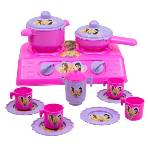 Conjunto de Cozinha Brinquedo para Meninas, Fogão Rosa com Panelas, Pratos e Acessórios