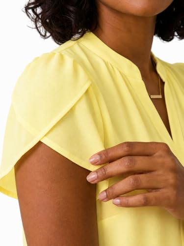 Image of Keiraa Polyester Women Blouse Half Sleeves Office Lady Shirt Women Regular Fit Tops, Lemon, Large