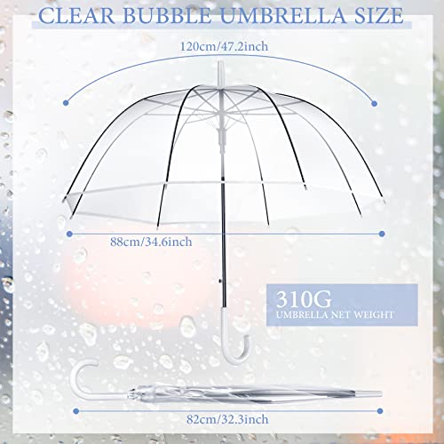 Weewooday 14 Pieces Clear Wedding Umbrella Automatic Open Rounded Umbrella Windproof Bubble Umbrella J Handle Large Canopy Stick Umbrella For Bride Groom Photography Rain Ceremony #TOP1