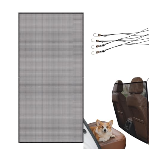 Gomice Barrera para mascotas para coche, malla divisora ajustable para asiento trasero, barreras de asiento de coche, para camionetas, camiones, SUV, furgonetas, vehículos automotrices
