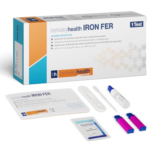 Ferritin Rapid Test Cassette by Berkeley Health (Easy Check) - Iron Level Self Test for Home Use Clear Results in Minutes - 1 Pack
