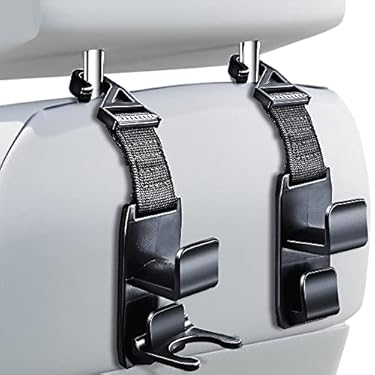 AMAZON - Heroway Magic Headrest Hooks for Car, Purse Hanger Headrest Hook Holder for Car Seat Organizer Behind Over The Seat Hook Hang Purse or Bags, Black, 4Pack