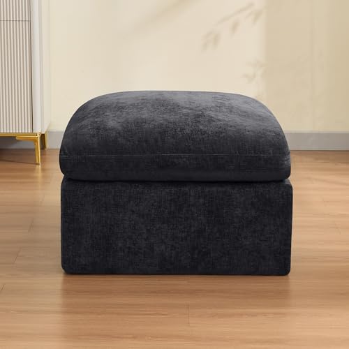 Image of WUTUTUEE 33.5'' Cloud Ottoman for Modular Sofa, Comfy Chenille Upholstered Footrest with Memory Foam, Fully Compressed Packaging, Oversized Ottoman Bench for Living Room or Small Space, Dark
