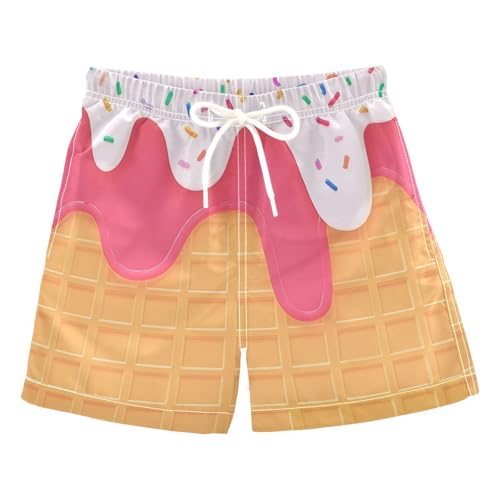 Boys Swim Trunks White Ice Cream Toddler Swim Shorts Beach Board Shorts Swimsuit - Main Image