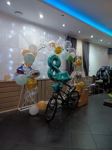 Image of Teal Blue 8 Balloon, Number Balloons 40 Inch, 8th Birthday Decorations, Birthday Balloons, Teal Blue Party Supplies, Number 8 Balloon