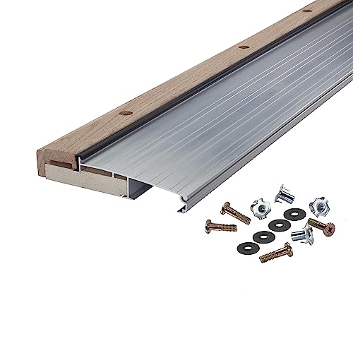Image of M-D Building Products 78600 5-5 /8 in. x 1-1 /8 in. x 36 in. Silver Adjustable Aluminum & Hardwood Threshold Kit - Versatile Solution for French and Exterior Doors