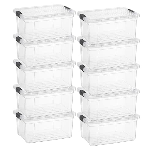 Image of Superio 11 Quart Clear Plastic Storage Boxes with Lids, Stackable Organizer Containers, BPA-Free Storage Bins for Home, Office, School & Dorm, 10 Pack