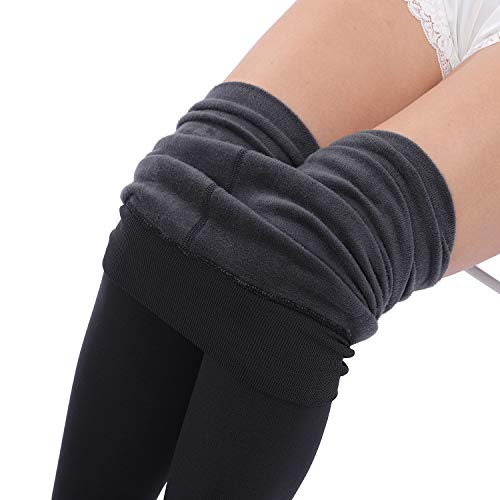 Image of CHRLEISURE Women's Fleece Lined Tights - Fake Sheer Warm Pantyhose Thick Winter Leggings